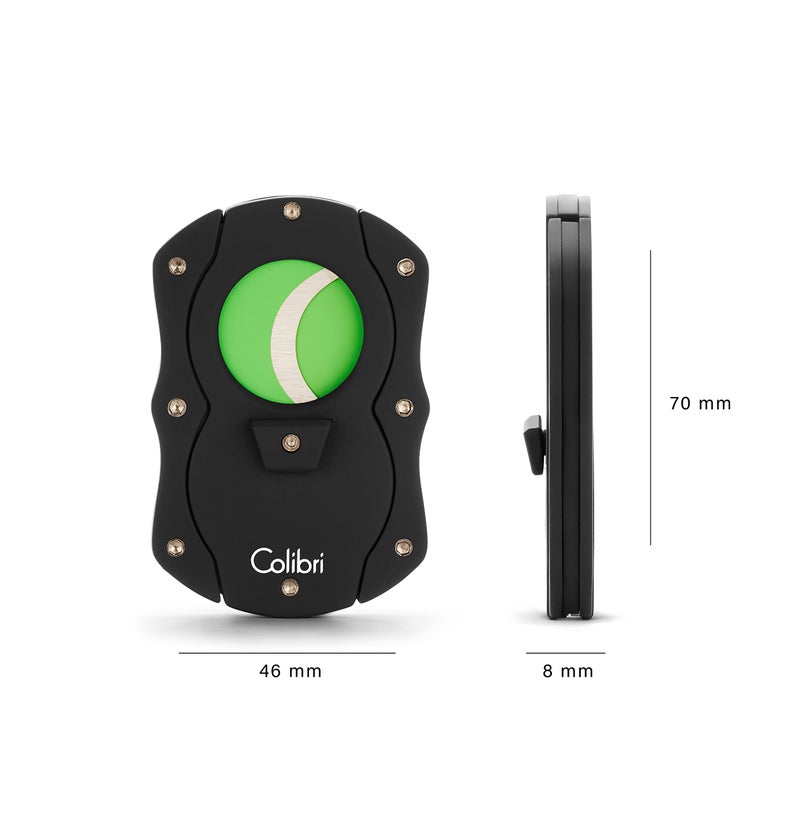 Colibri Premium Cut Cigar Cutter - Ergonomic Stainless Steel, Double Guillotine Style Spring-Loaded Straight Cut Blade, Ideal for up to 62+ Ring Gauge - Gift for Cigar Enthusiasts (Black & Green) - Image 3